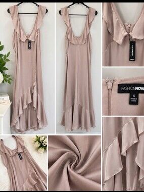 Express Mauve Asymmetrical Cold-Shoulder Satin Dress